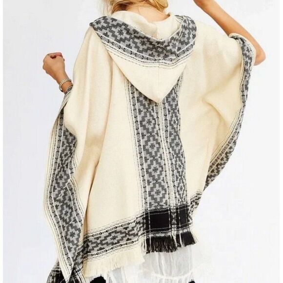 ECOTE Poncho Women's One Size Aztec Western Country Oversized Cozy Boho Fringe - Picture 2 of 9